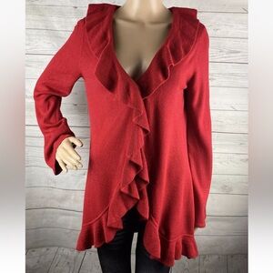 One World Ruffled Cardigan Sweater